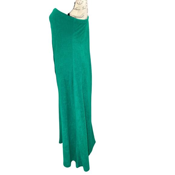 Vintage Retro 70s Green Terry Cloth Button Strapless Tubetop Coverup Dress Small - Picture 5 of 11